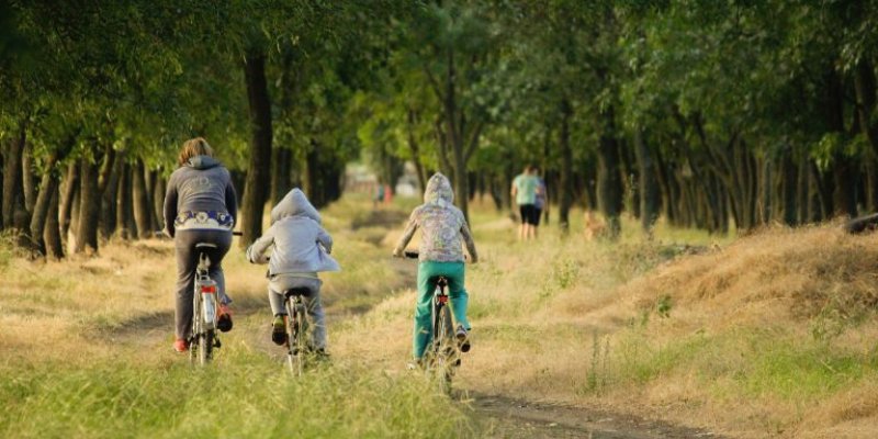 family biking